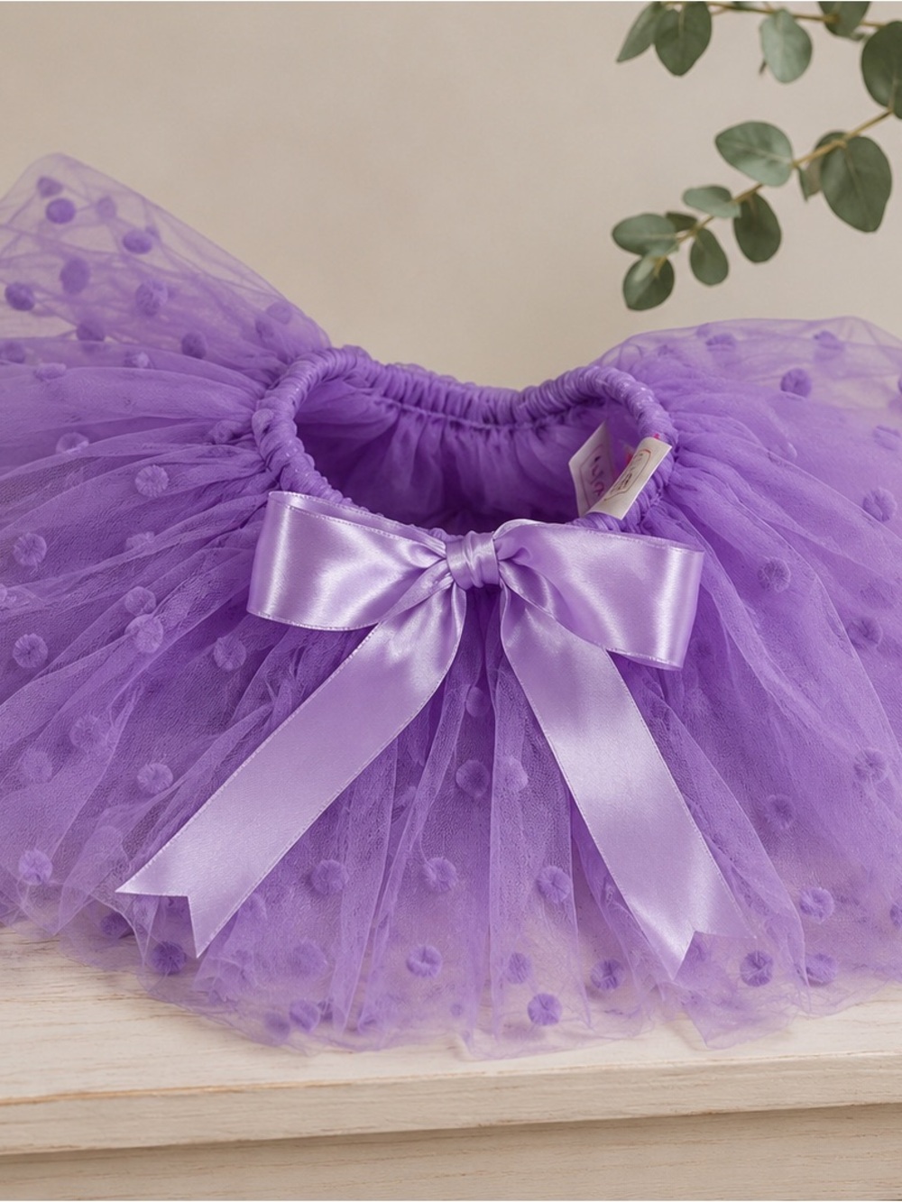 Purple Tulle Girls Tutu Skirt with Satin Bow